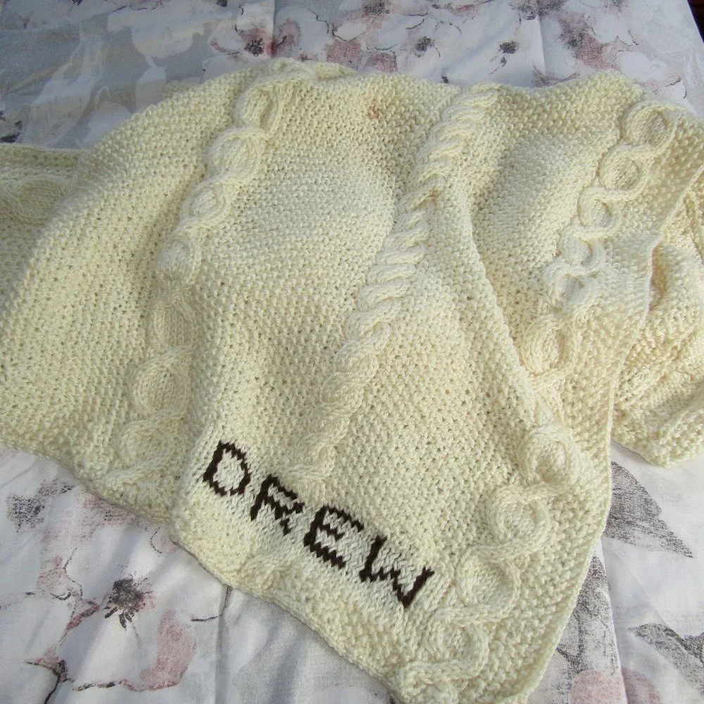 Handmade Knit Crocheted DREW Throw Personalized